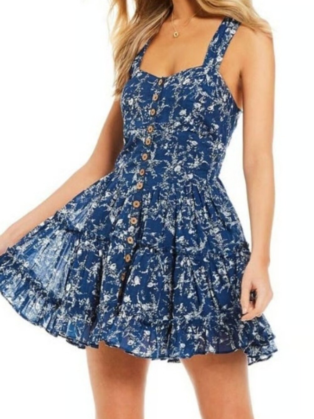 Free People Navy Floral Mini Skirt